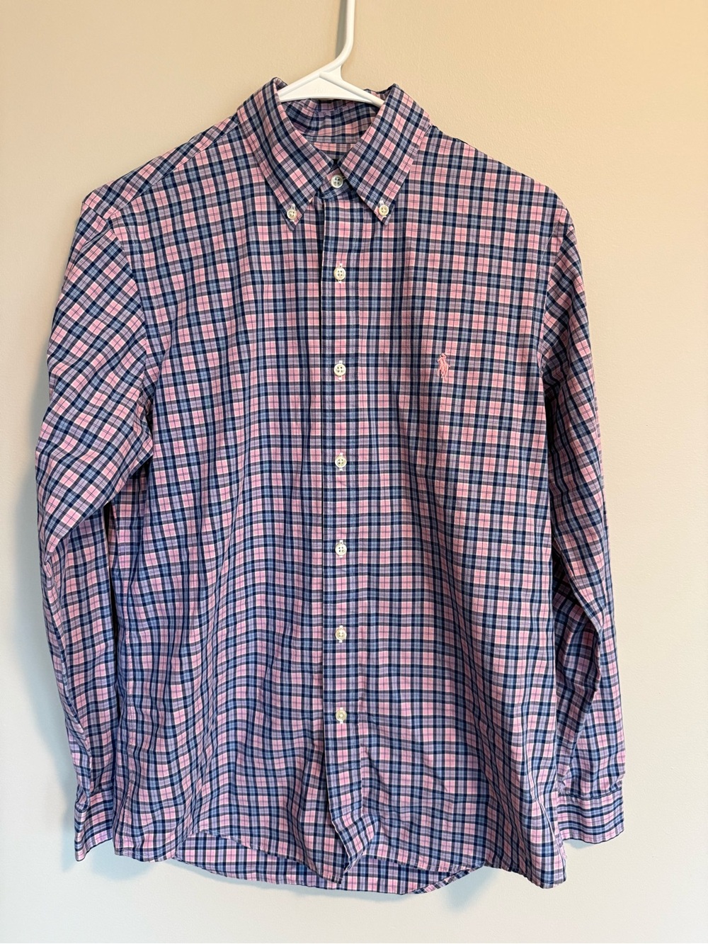Polo by Ralph Lauren Pink and Navy Plaid Oxford Button-Down Shirt